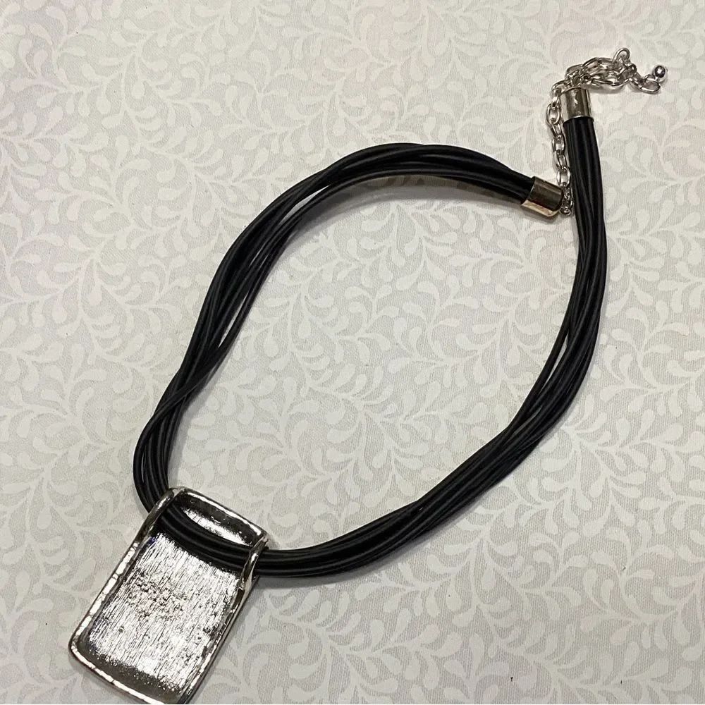 Black Multi-Strand Pendant Necklace - Contemporary Women’s Jewelry - Picture 5 of 6